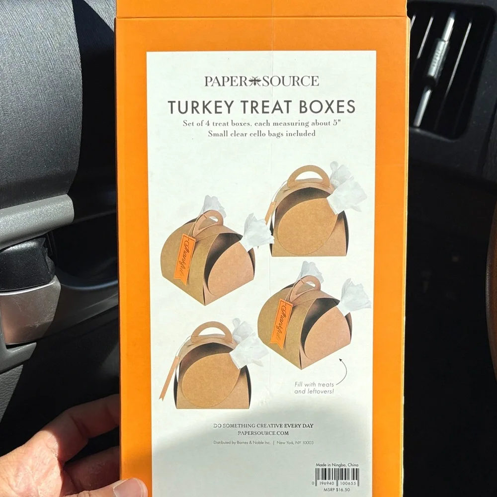 Paper Source Orange and Brown Turkey Treat Boxes